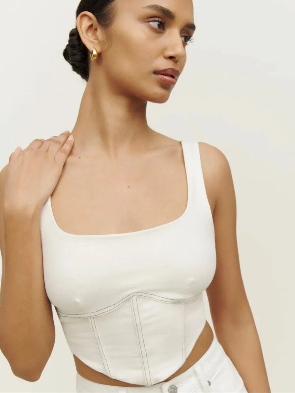 Reformation Melina Knit Top in Ivory/White Size Small